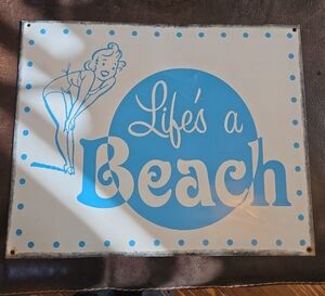 Vintage Style Retro 'Life's a Beach' Metal Sign